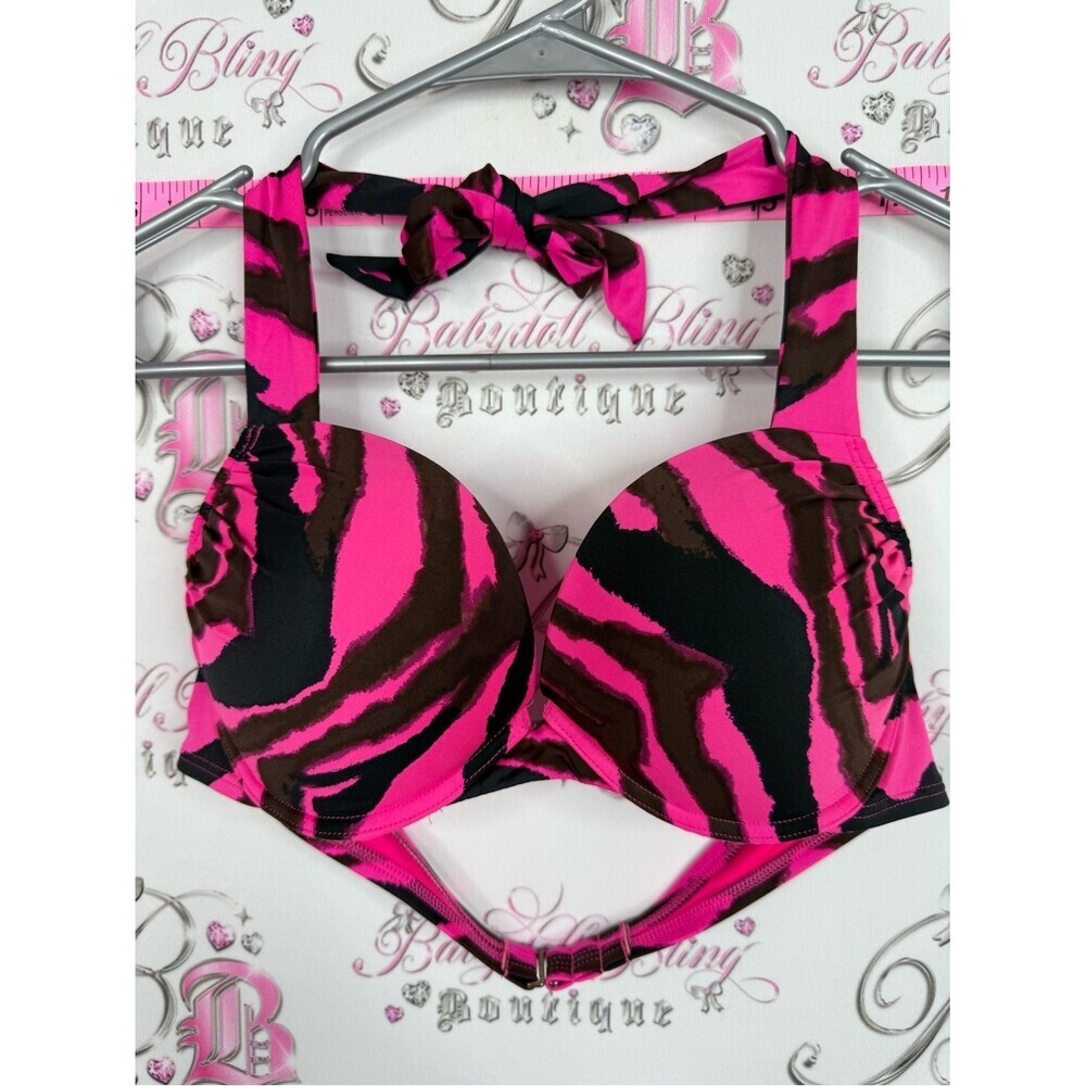 Bikini top push up y2k Pink Zebra Underwire Bikini Top